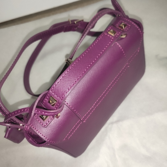 PATRIZIA PEPE Top Handle Mini Purple Leather Shoulder Bag - Picture 7 of 15